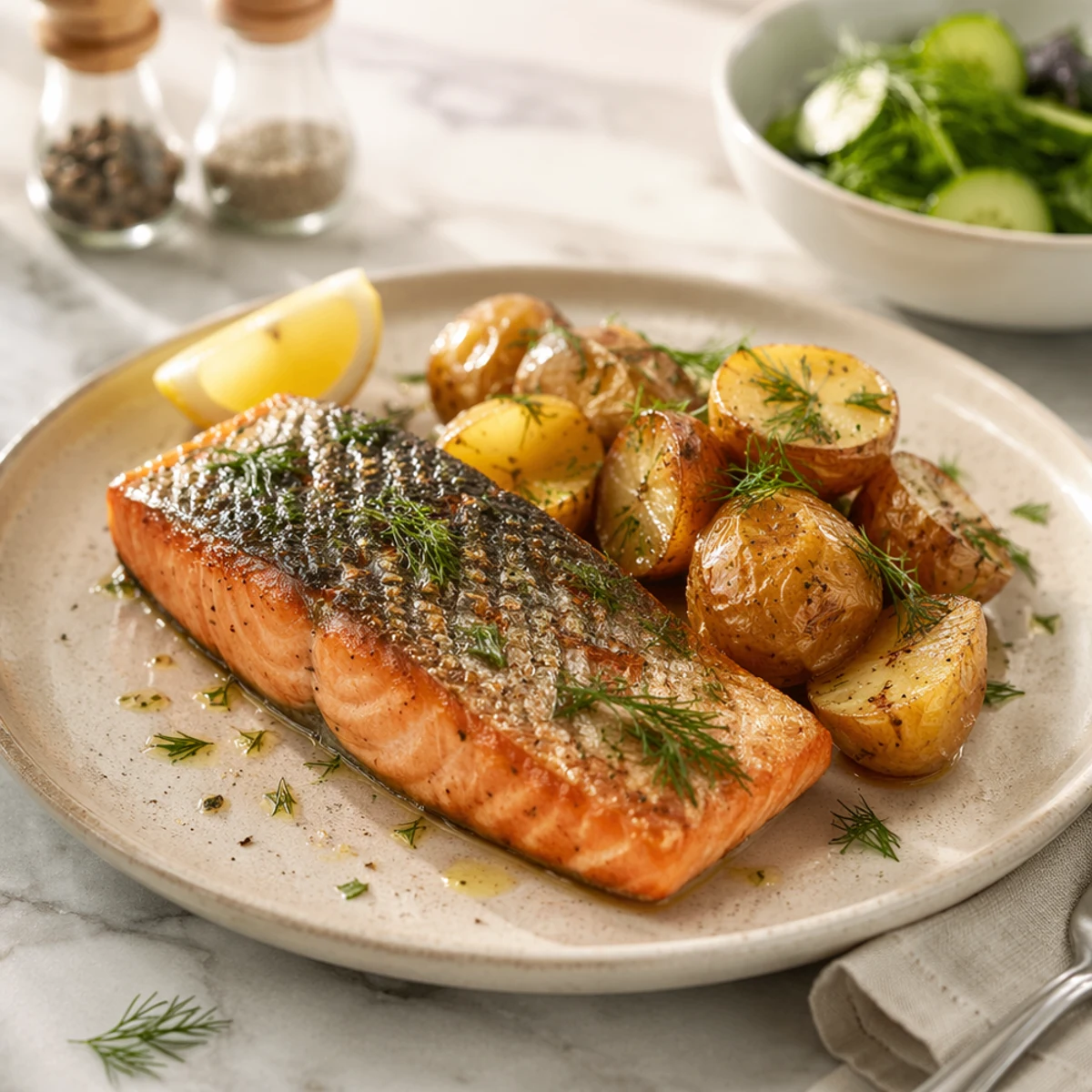 Melhor vinho para Steikt Lax með Hvítlaukskartöflum og Dill