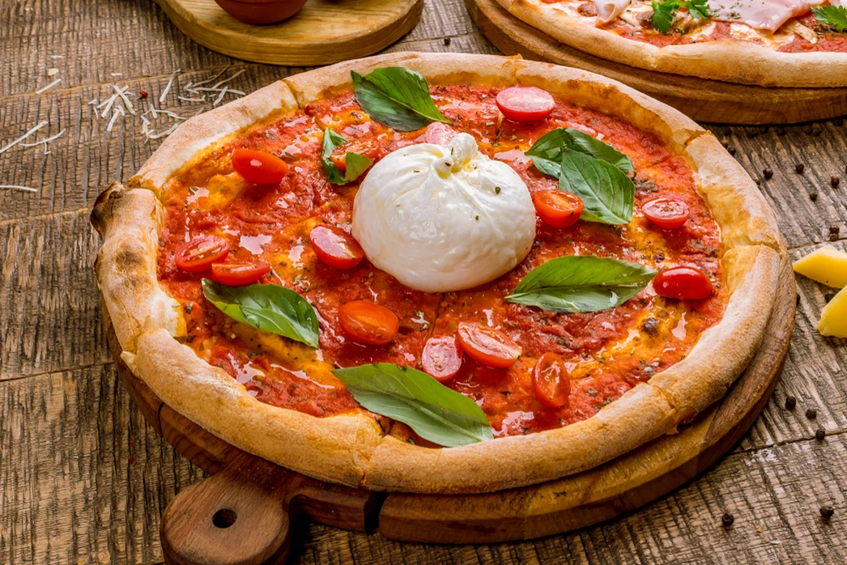Pizza recept: de beste wijn bij Pizza med Tomat och Burrata