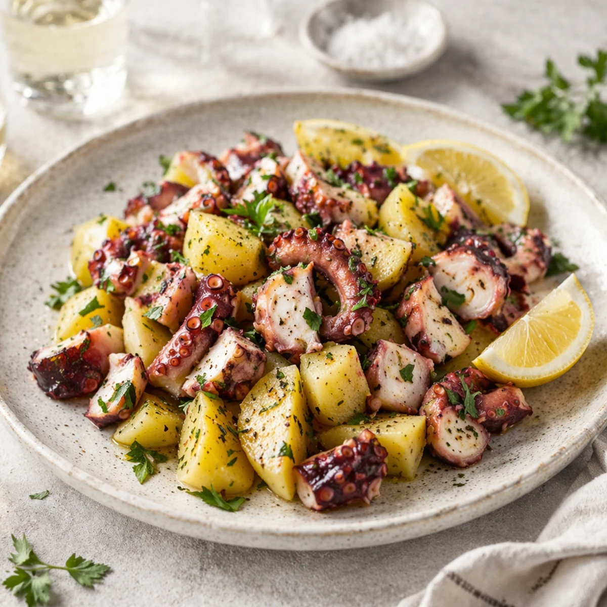 Polpo alla Griglia mit Kartoffel‑Petersilien‑Salat & Weinempfehlung
