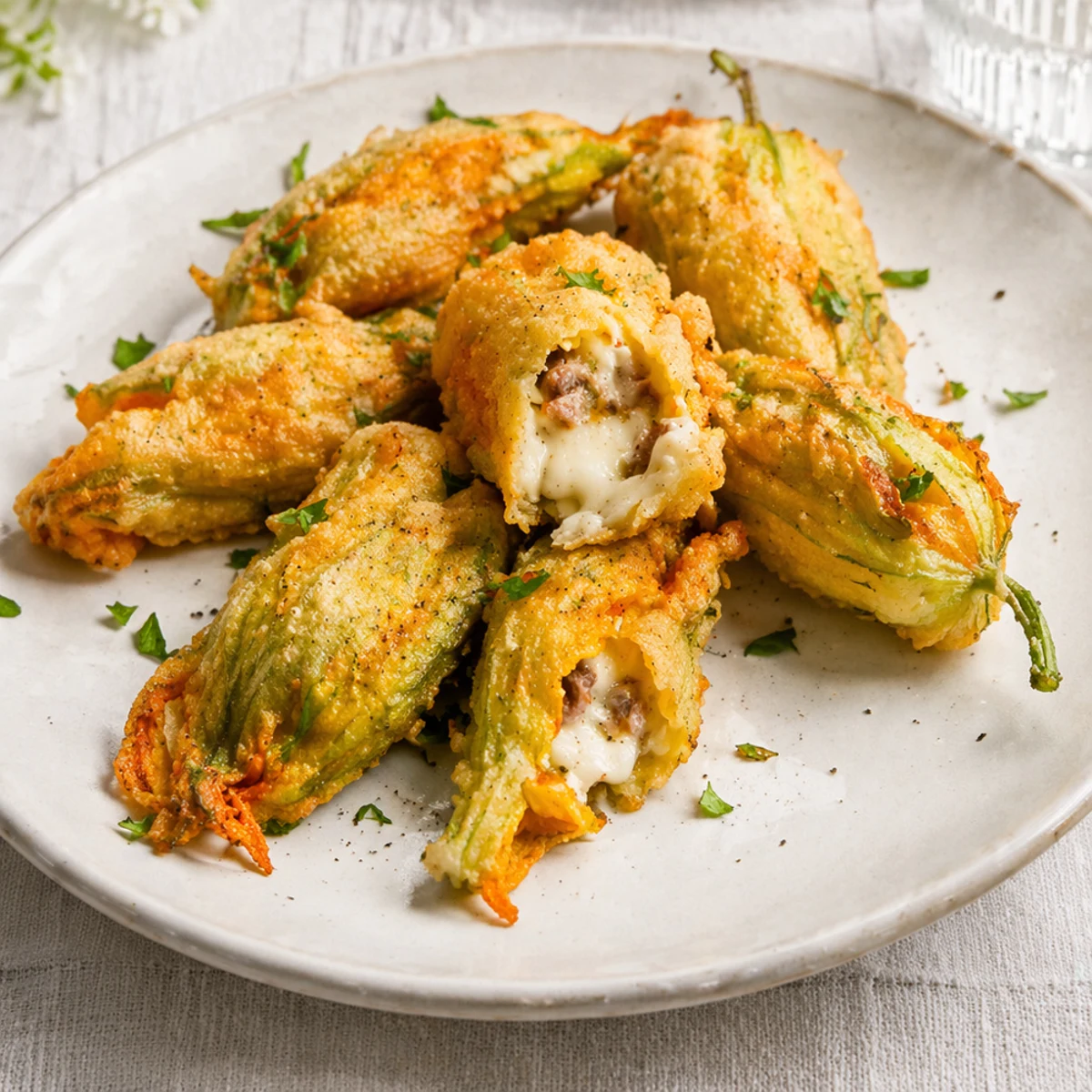 Maridaje vino con Fiori di Zucca Ripieni con Acciughe e Mozzarella