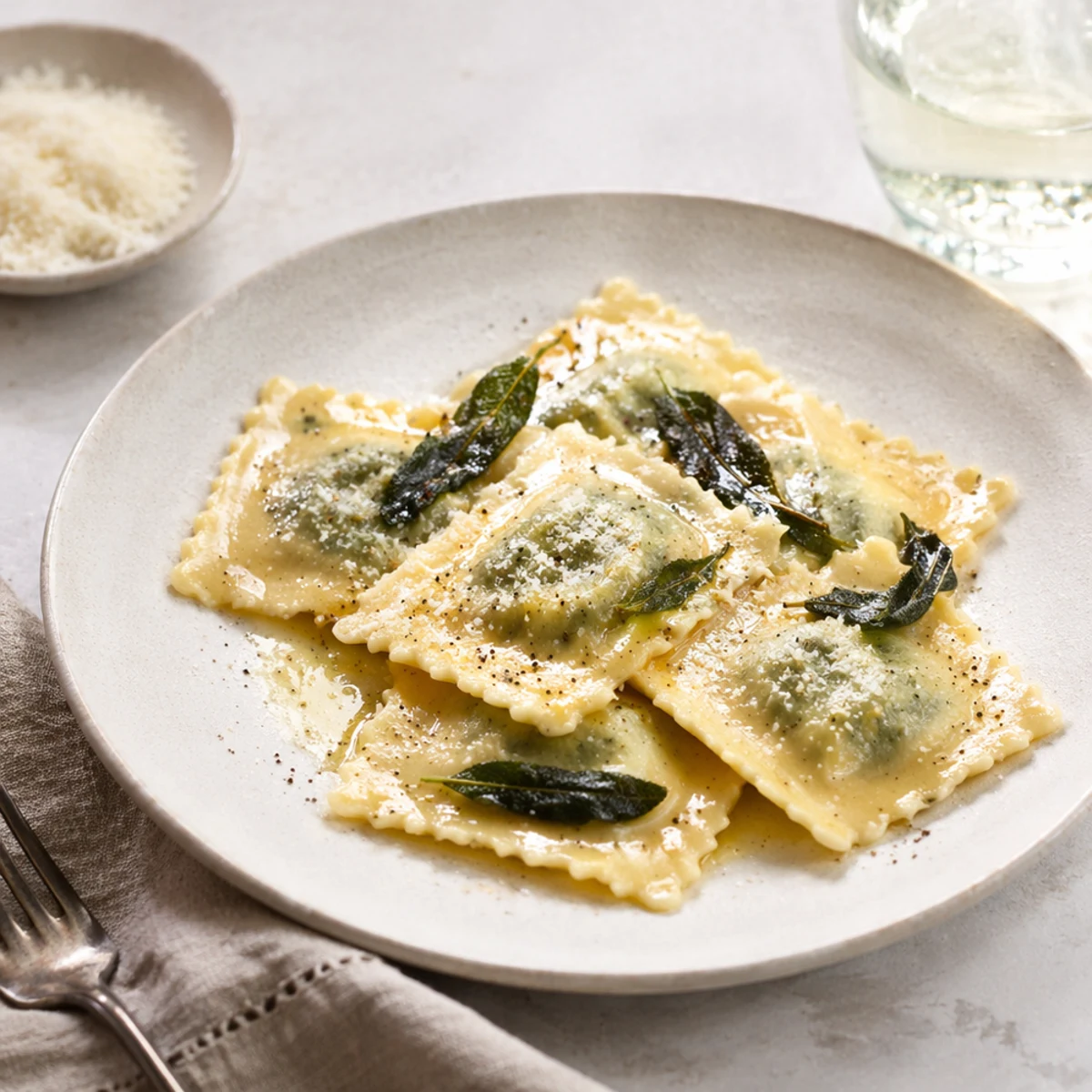 Maridaje vino para Ravioli ricotta e spinaci al burro e salvia
