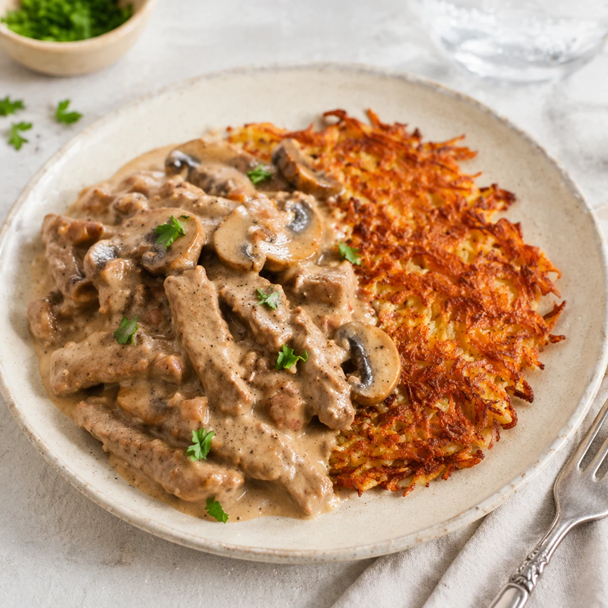 Geschnetzeltes Kalb mit Rösti – recept & vinmatchning