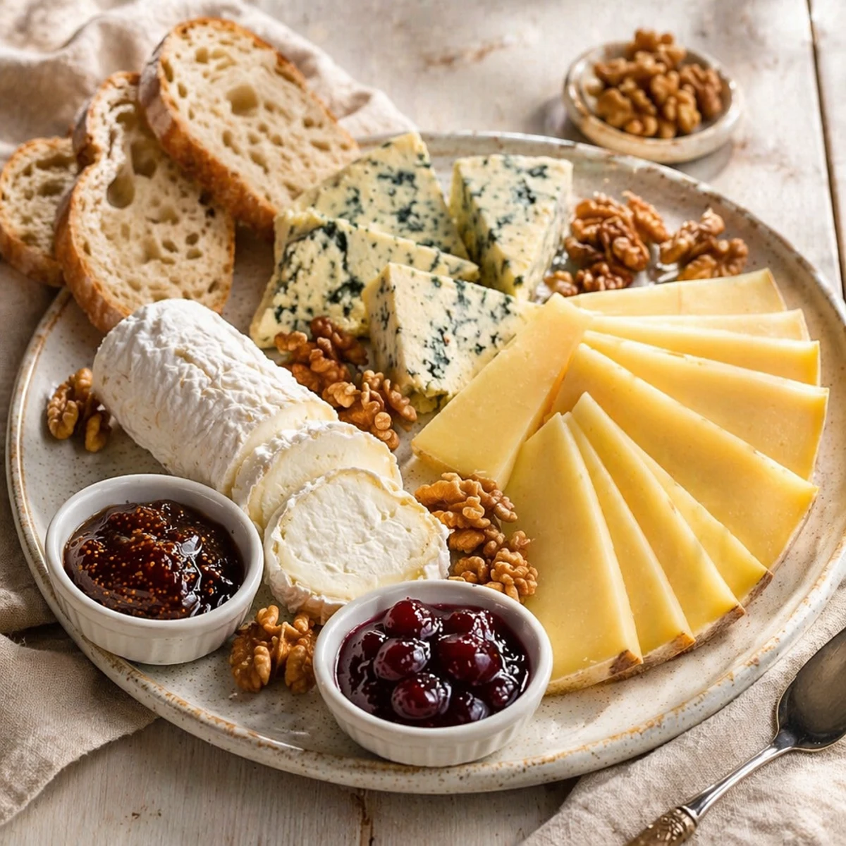 Best Wine with AOP Cheese Platter with Jams and Walnuts