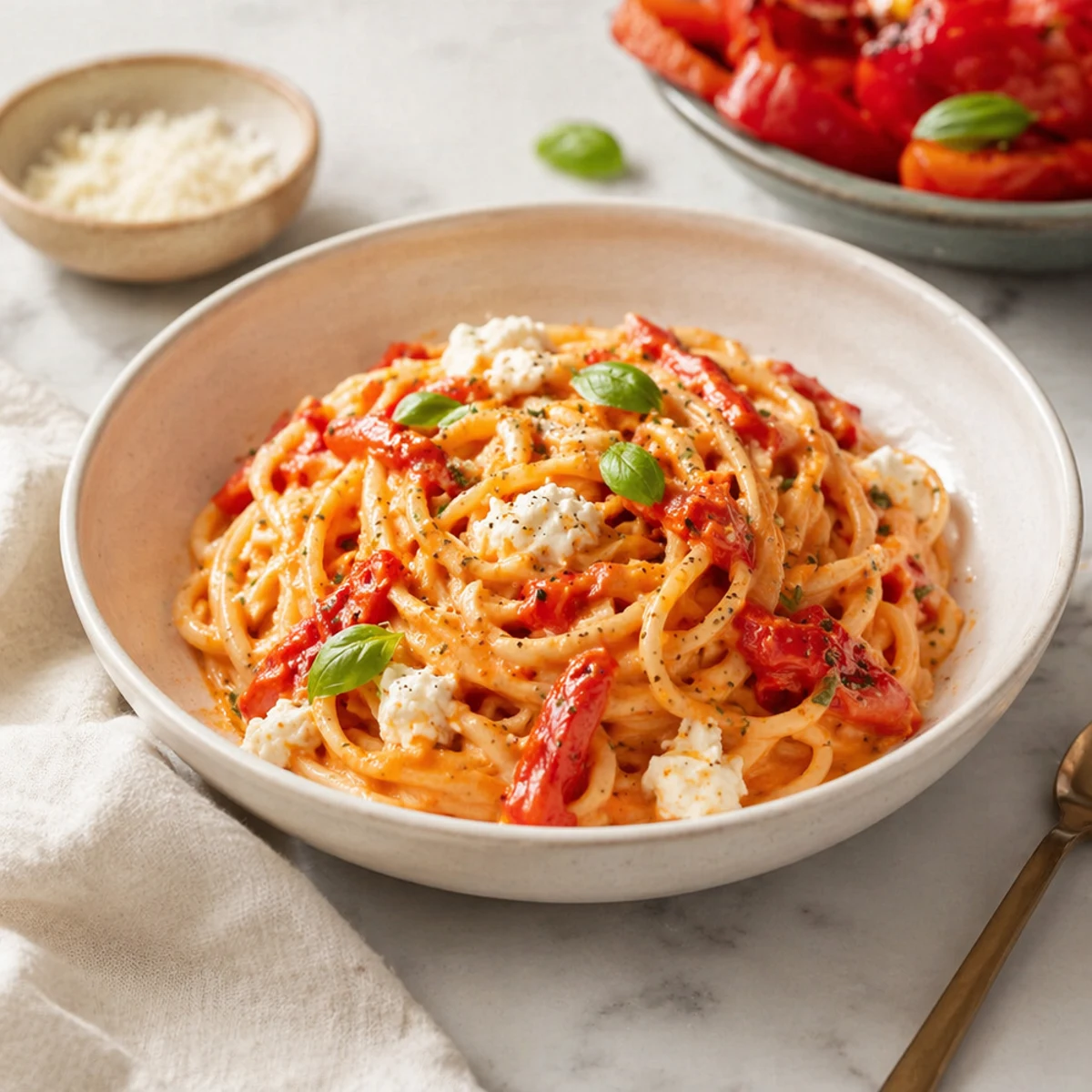 Quel vin avec Pasta med rostad paprika och ricotta ?