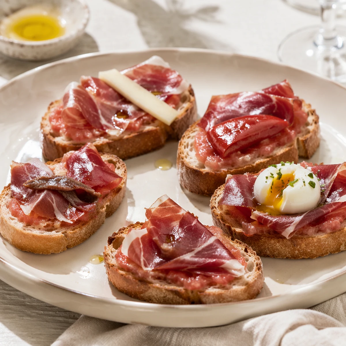 El mejor vino para Tostas Variadas con Jamón Ibérico y Tomate