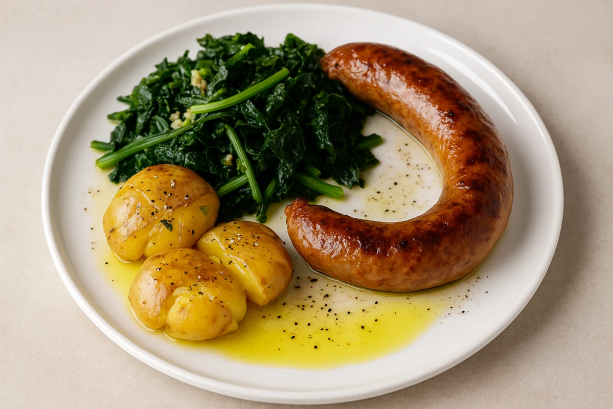 Vinmatchning till Alheira de Mirandela med grelos och krossad potatis – recept & tips