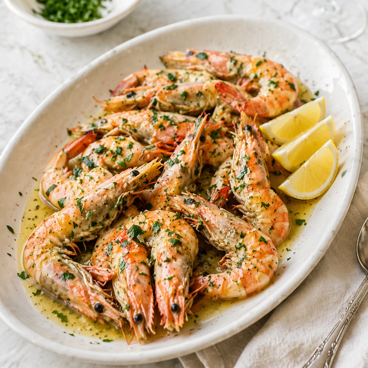Whole Scampi con mantequilla de ajo y perejil: maridaje vino perfecto
