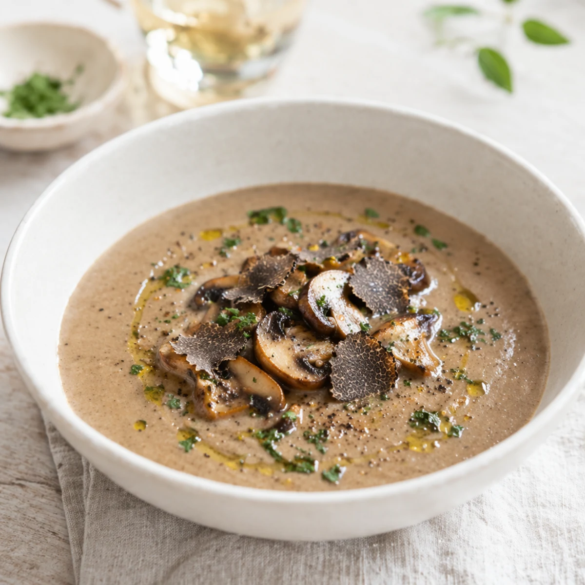 Best Wine with Cream of Mushroom Soup with Truffle